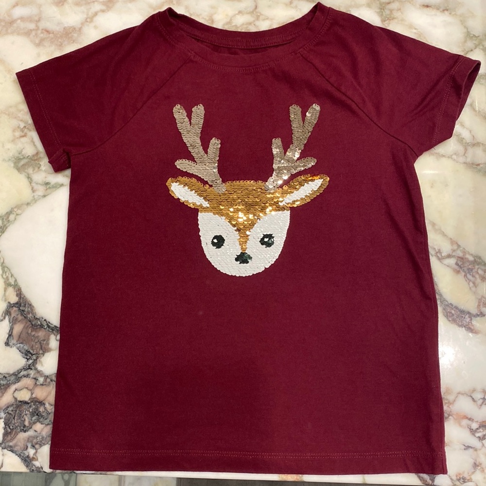 Cat & Jack Reindeer Flip Sequin Shirt